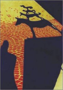 Groer Schatten I, Linolschnitt, lfarbe auf Karton, Papierformat: 70 cm h x 50 cm b, Auflage: 3, Entstehungsjahr: 2003
